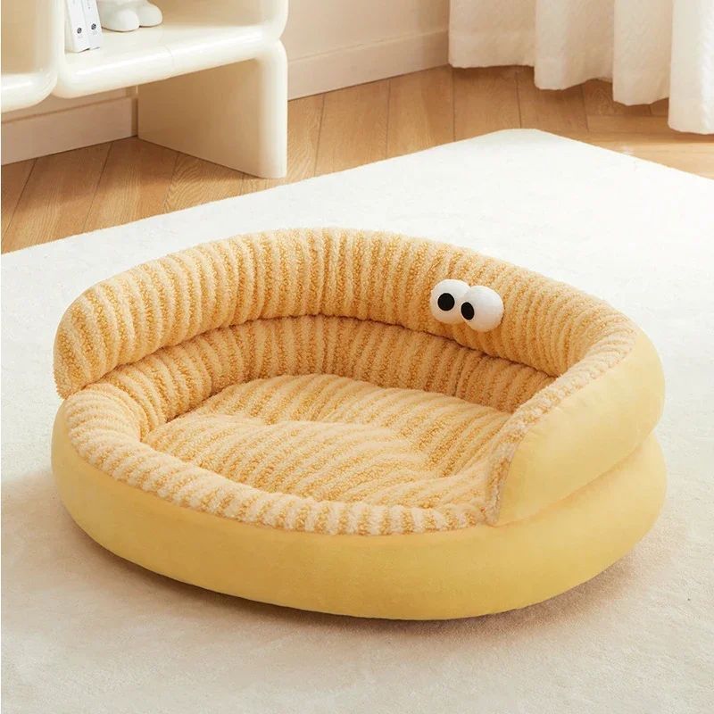 Cama para gatos moderna de color sólido, suave, cálida, lavable, de felpa, para cachorros, para sala de estar, interior, cálida cama para dormir para mascotas en invierno