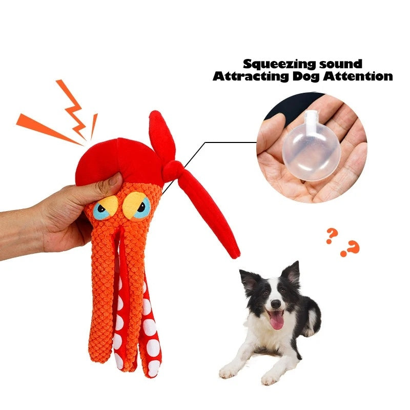 Jouet en peluche pour animaux de compagnie Jouet en peluche pour chien en forme de pieuvre Jouets couineurs pour chien Jouet pour chiot pour nettoyer les dents Jouet à mâcher Fournitures pour animaux de compagnie 