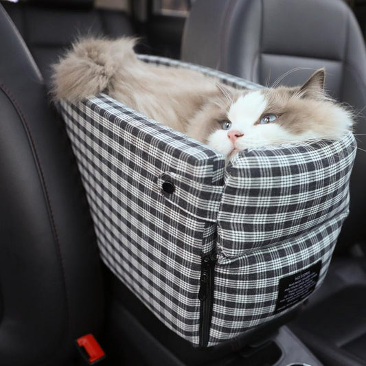 Asiento de coche portátil para mascotas, con control central, antideslizante, para perros, caja de seguridad con reposabrazos, cama elevadora para perros pequeños y gatos