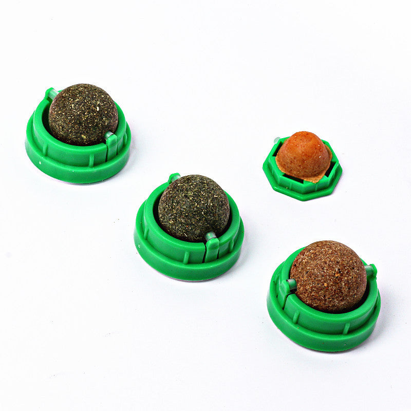 Potaroma Catnip Toys Balls 4 Piezas Bola de energía Extra para Gatos Gatito Comestible Silvervine Juguetes para Gatos Lamer Saludable Limpieza de Dientes Juguetes para Masticar Dentales Golosinas de Pared para Gatos