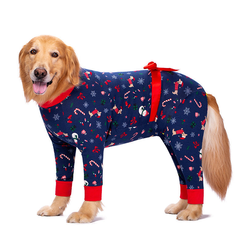 Anti-fur Pajamas Bow Decoration Big Dog Four-legged Pet Clothing