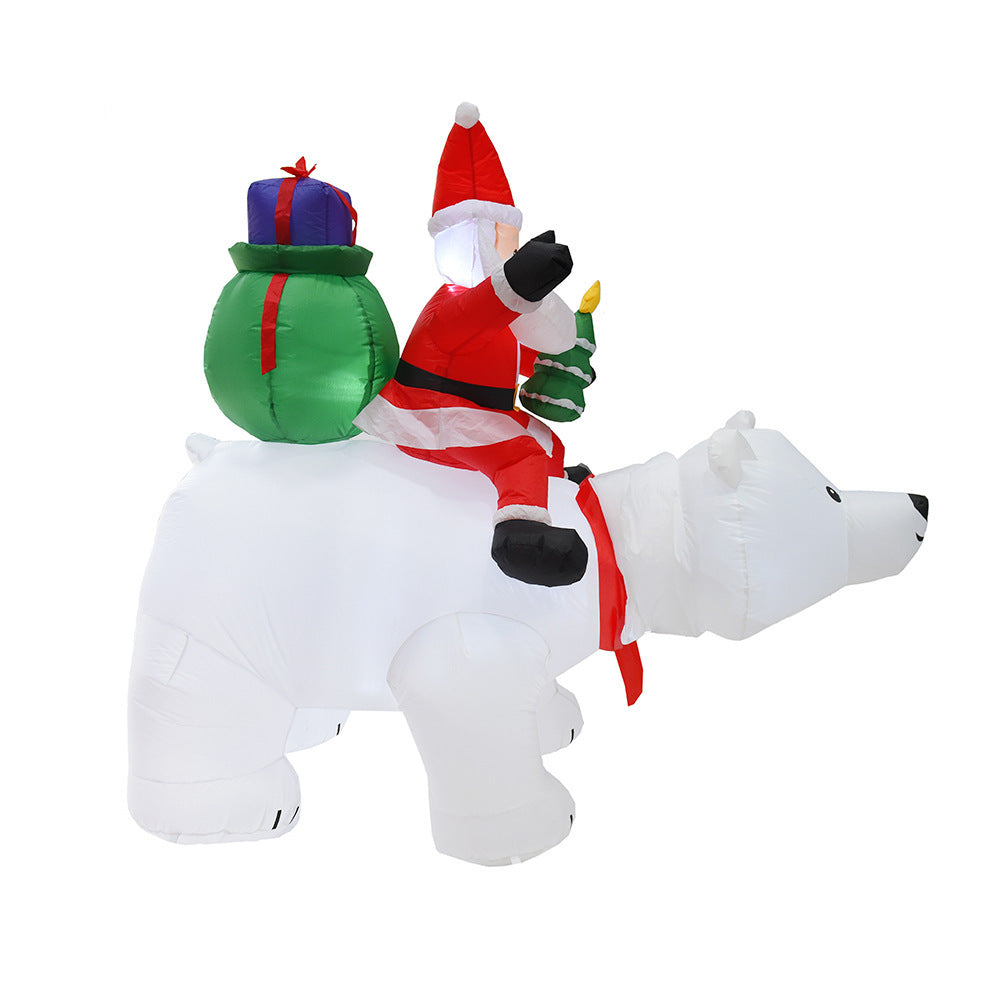 Papá Noel inflable montando oso Polar 2M juguete inflable de Navidad muñeca interior exterior jardín decoración de Navidad