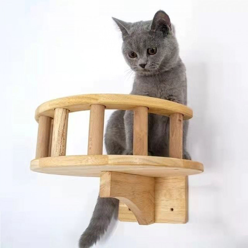 Wall-mounted Multifunctional Xilan Pine Solid Wood Suspension Bridge With Continuous Jumping Cat Nest