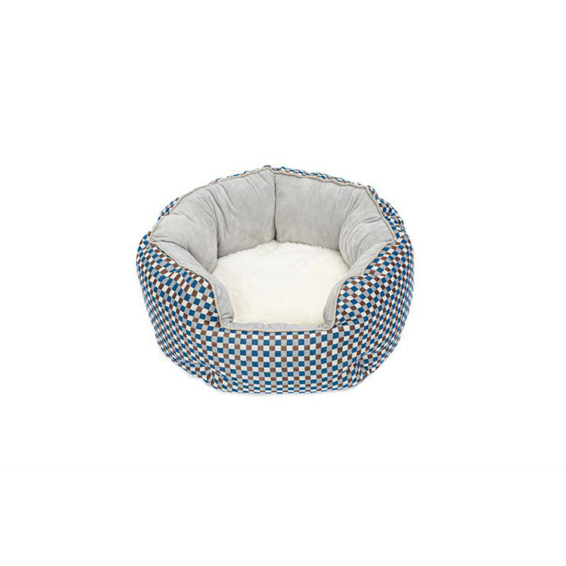 Lit pour animaux de compagnie Lit d'hiver chaud Lit pour chien et chat Design en laine douce Nid pour animaux de compagnie avec tapis amovibles Forme octogonale Niche pour chat et chien Canapé-lit