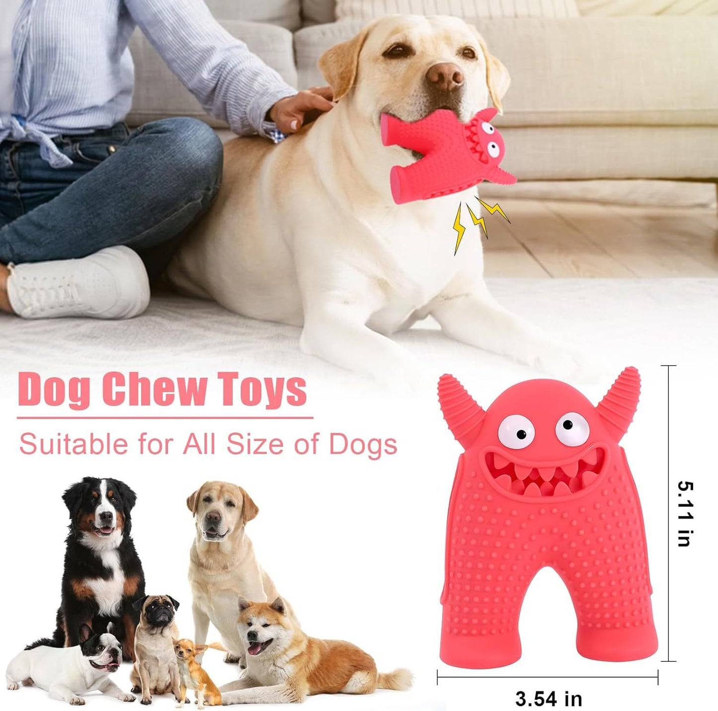 Jouets couineurs pour chiens pour mâcheurs agressifs, jouet à mâcher interactif durable pour petits chiens, jouets de nettoyage des dents en caoutchouc naturel pour chiots