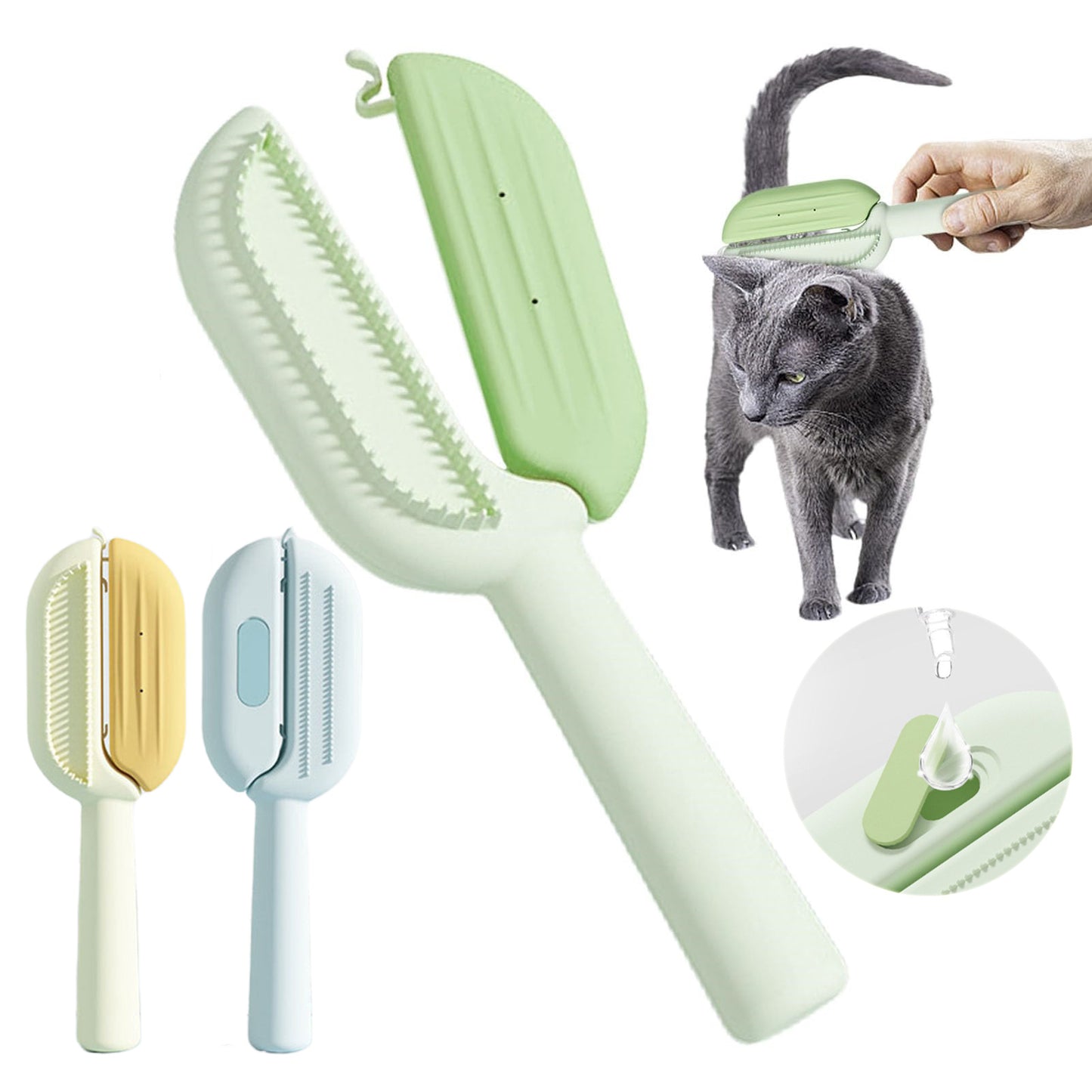 Peignes de Massage autonettoyants 3 en 1, brosse d'épilation flottante, brosse de toilettage pour animaux de compagnie avec réservoir d'eau, produits pour animaux de compagnie