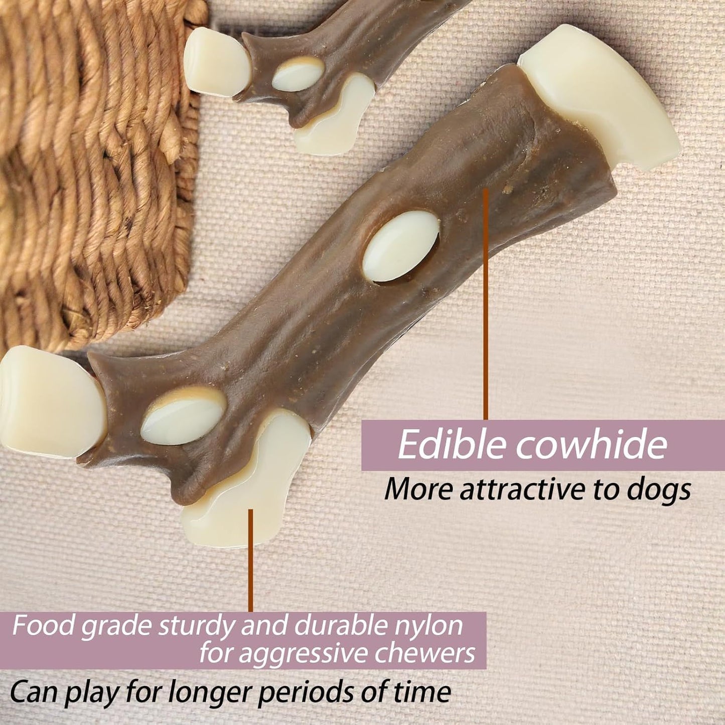 Dog Bones Chew Toys For Aggressive Chewers Real Beef Flavor Indestructible Dog Teething Chew Toys For Large Medium Small Puppies Breed Tough Pet Toy