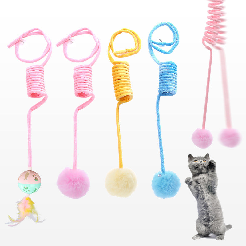 Jouet pour chat, ventouse auto-salut, boule de poils de lapin de printemps, jeu interactif, fournitures pour animaux de compagnie, jouets interactifs