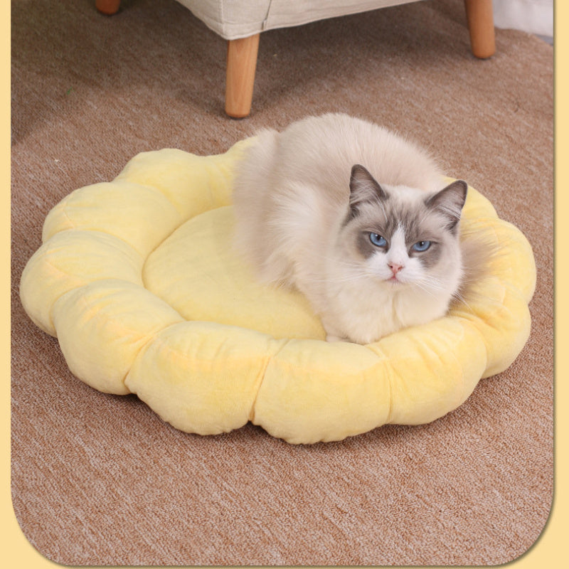 50x50cm Multi Color Petal Dog And Cat Nest Cute Half Surrounded Double Sided Short Plush Comfortable And Soft Pet And Cat Beds