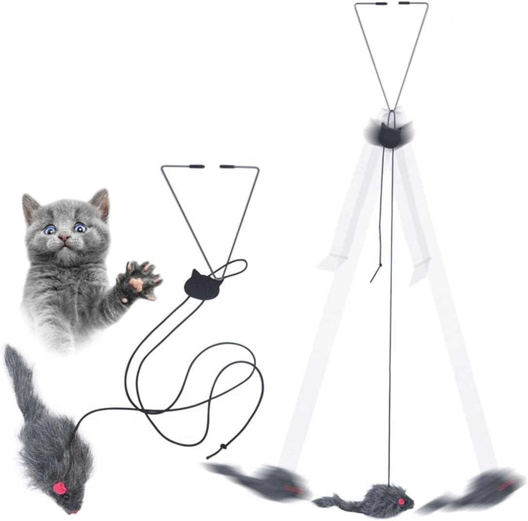 Juguetes interactivos con plumas para gatos, juguete retráctil para colgar, juguetes interactivos para gatos de interior, juego de gatito, ejercicio de persecución, juguetes para ejercicio mental para gatitos