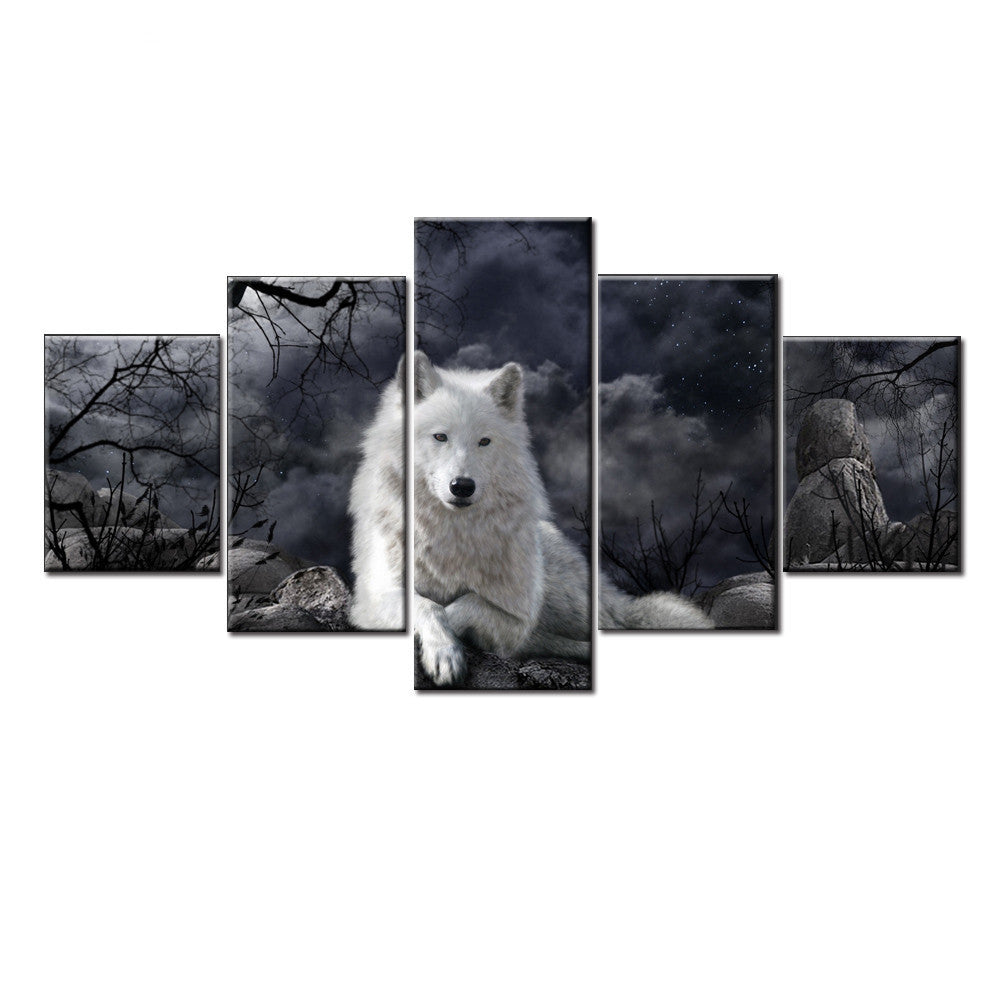 5 panneaux Animal loup mur Art toile peinture affiche décor à la maison