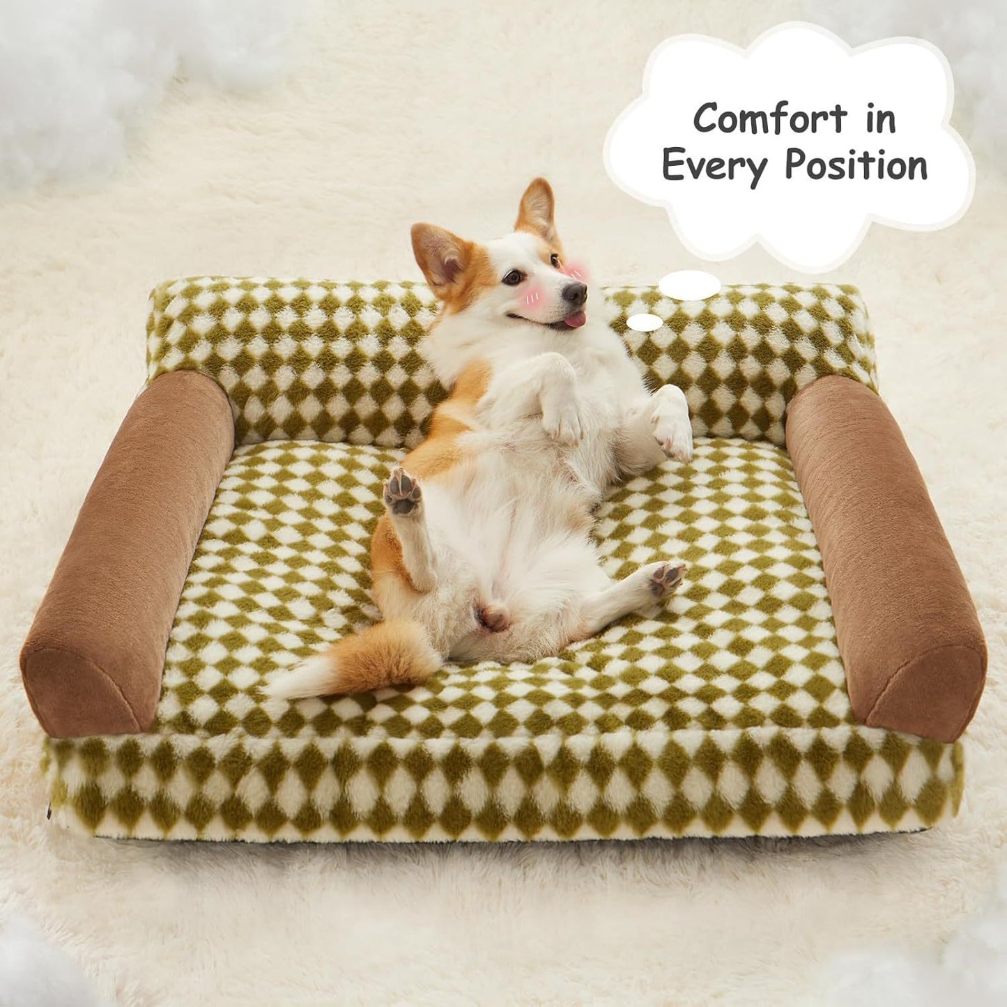 Sofá cama para gatos y sofá cama para perros Sofá cama para mascotas pequeñas Bonito sofá cama para perros Sofá para gatos Sofá para mascotas con base antideslizante Cama para perros a cuadros con funda lavable