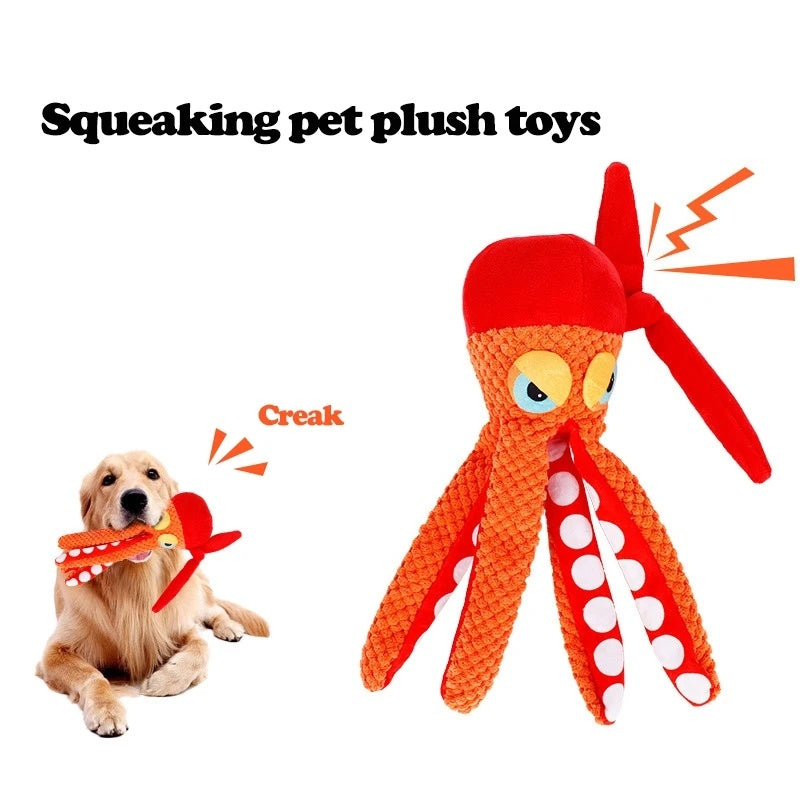 Jouet en peluche pour animaux de compagnie Jouet en peluche pour chien en forme de pieuvre Jouets couineurs pour chien Jouet pour chiot pour nettoyer les dents Jouet à mâcher Fournitures pour animaux de compagnie 