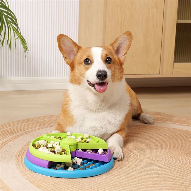 Pet Slow Food Bowl 3-Layers Puzzle Puppy Anti-choking Non-slip Feeder Puzzle Bowl Dog Slow Eating Interactive Toy Pet Supplies