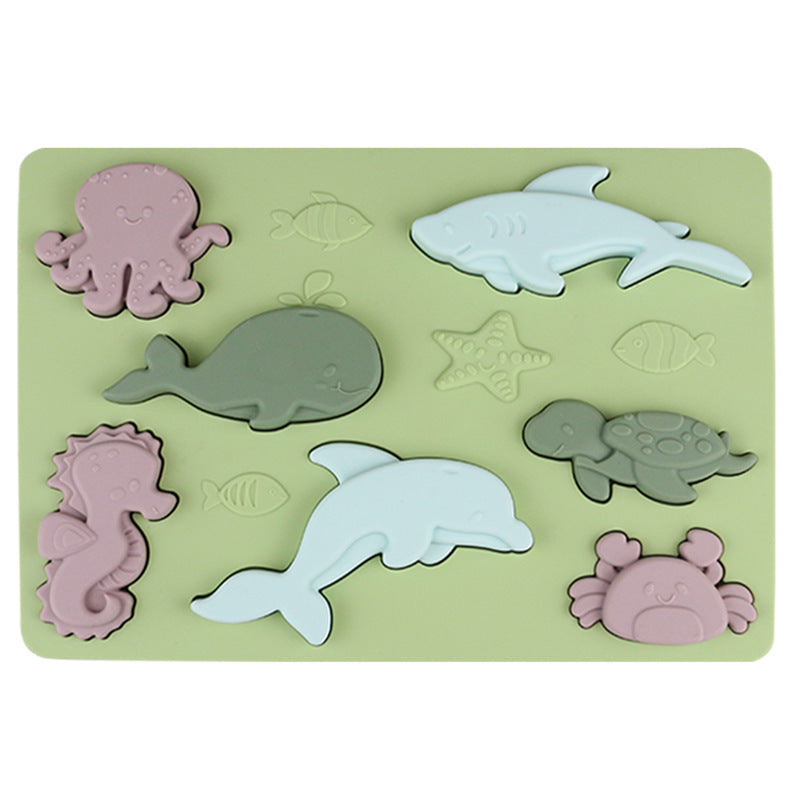 Marine Animal Silicone Educational Toys Montessori Early Education Three-dimensional Building Blocks