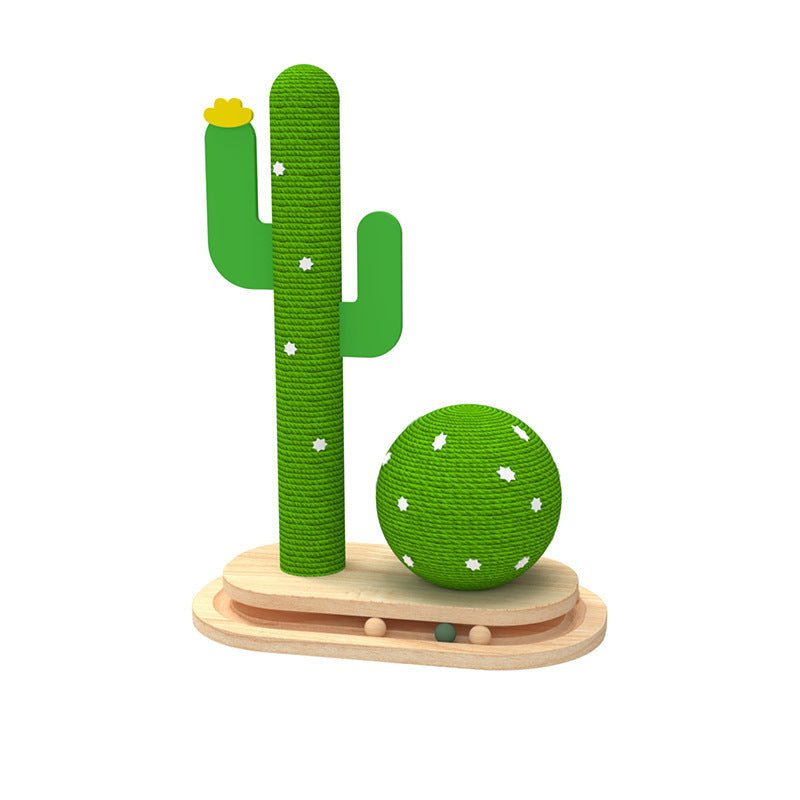 Juguete para gatos con forma de cactus y ruedas de madera maciza