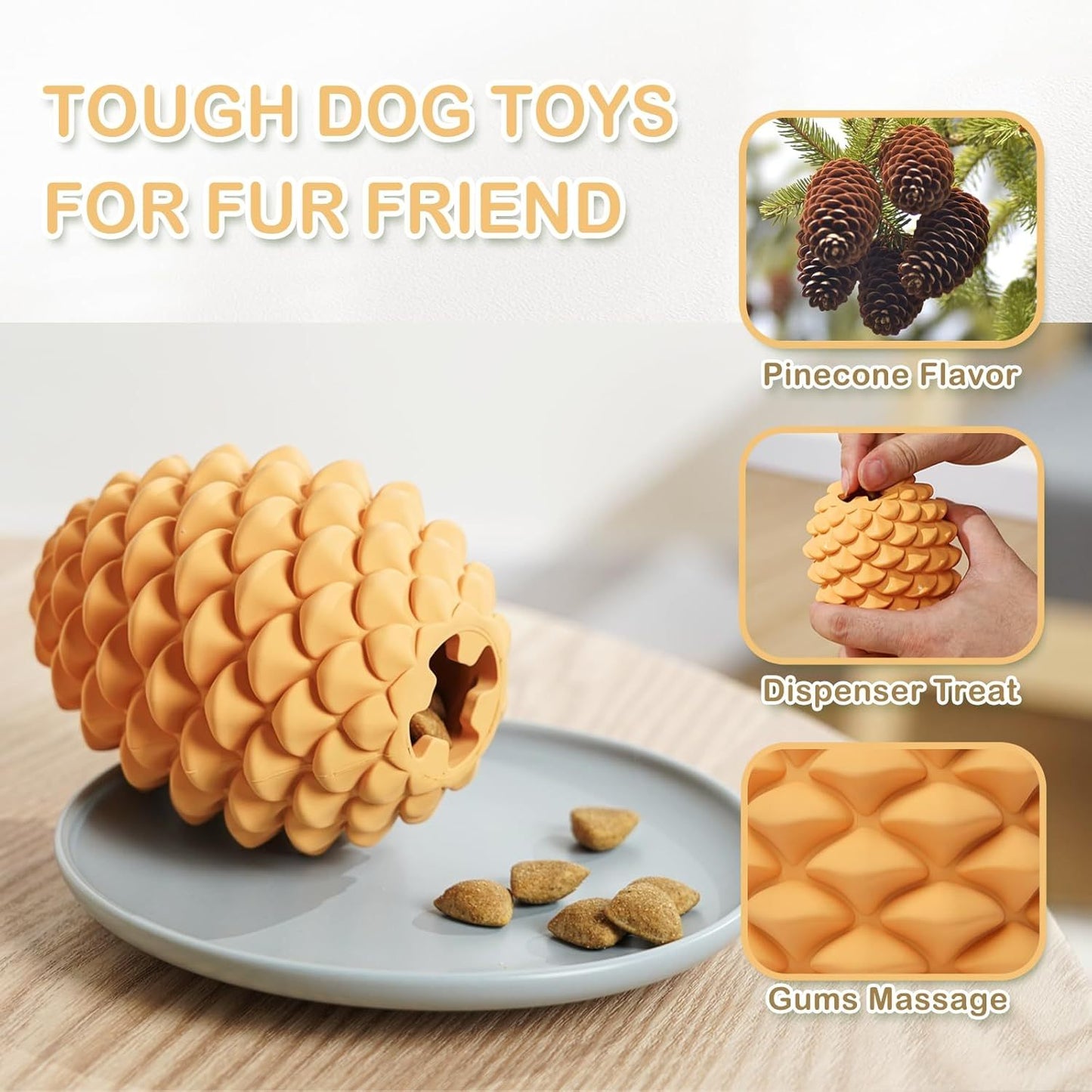 Juguetes resistentes para perros con forma de piña para masticadores agresivos Juguetes para masticar para perros con dispensador interactivo de golosinas Juguete indestructible para perros medianos y grandes Regalos resistentes para perros