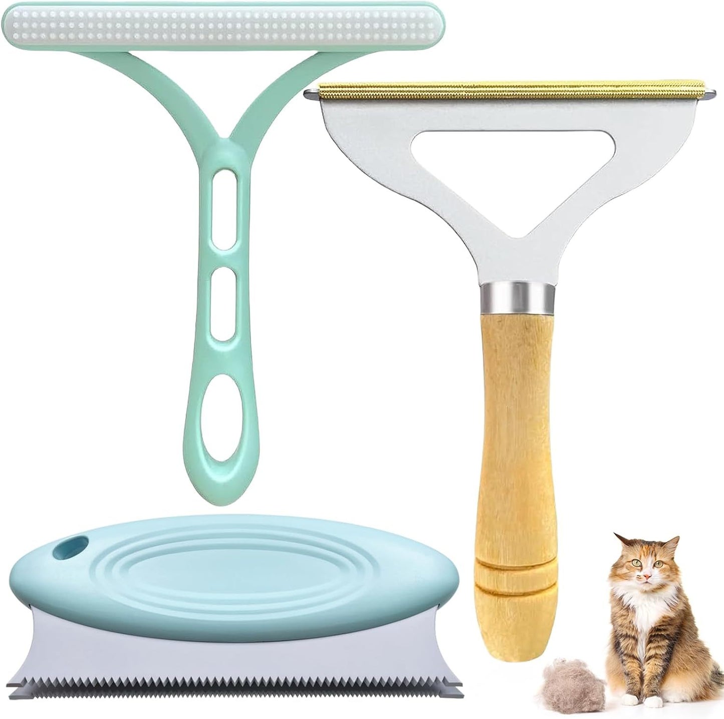 Lot de 3 épilateurs pour animaux de compagnie, épilateur portable pour poils de chien et de chat, brosse de nettoyage pour peluches, rasoir réutilisable et grattoir à tapis pour vêtements, peluches, canapé, poussière, tapis de voiture, boules de poils