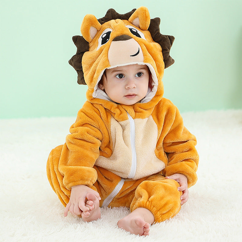 Baby Flannel Animal Pajamas Outwear Jumpsuit