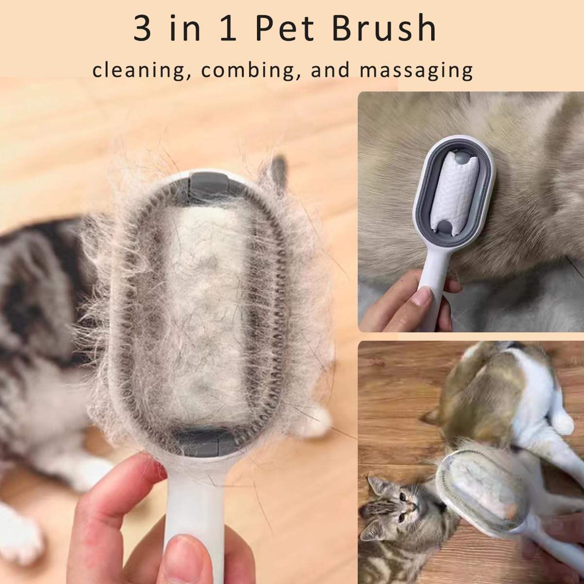 Cepillo para pelo de gato con agua, cepillo pegajoso para gatos, cepillo de aseo para gatos 4 en 1, peine de aseo para perros y gatos con tanque de agua, cepillo de depilación de doble cara, suministros para mascotas y gatitos, accesorios