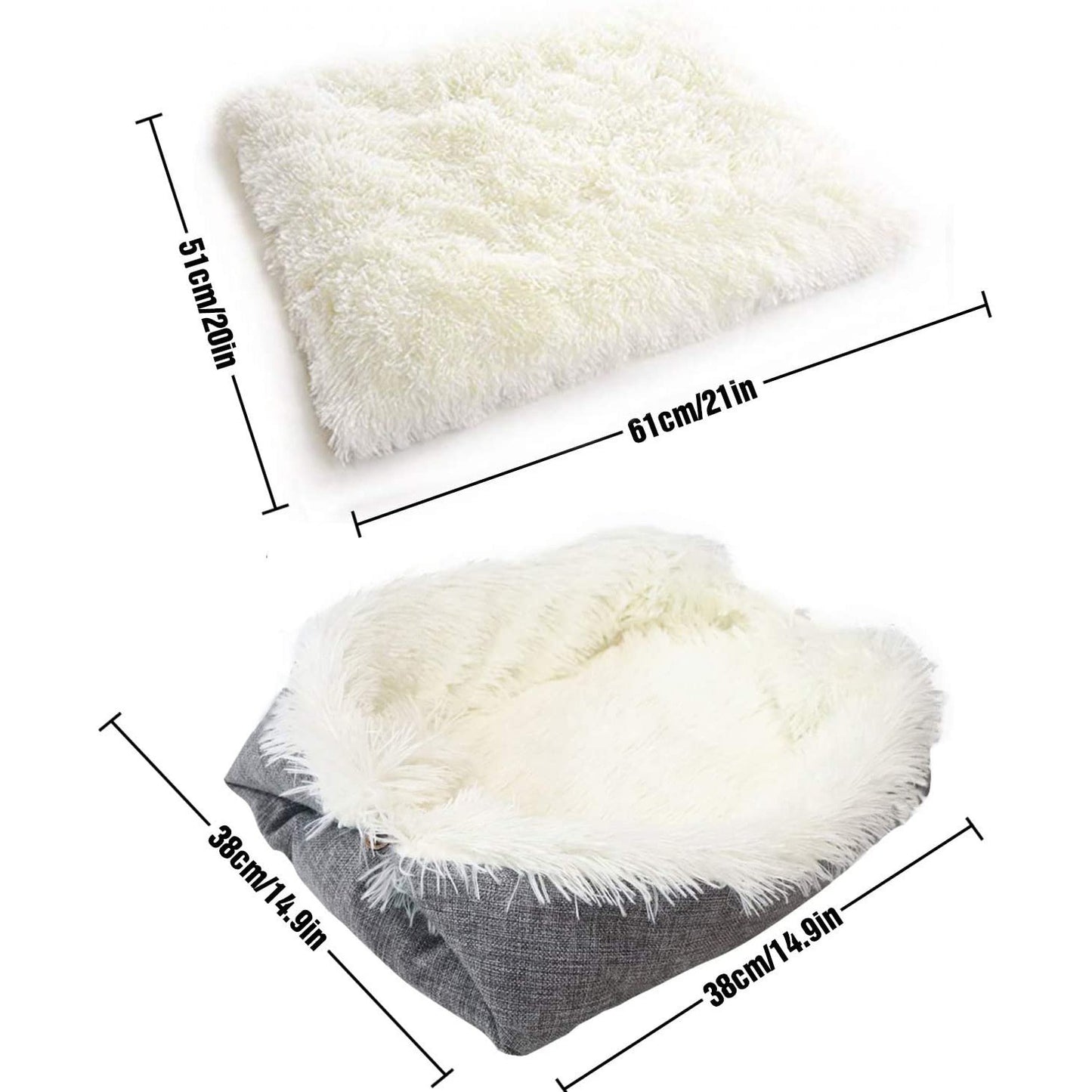 Two Purpose Pet Blanket Nest Self-Heating Warm Pad Pet Cat Dog Fluffy Long Hair Sleeping Pad Thick Double Layer Washable Sofa