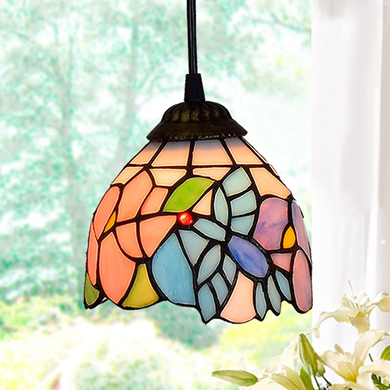 Lustre de salle à manger de jardin en vitrail de style américain