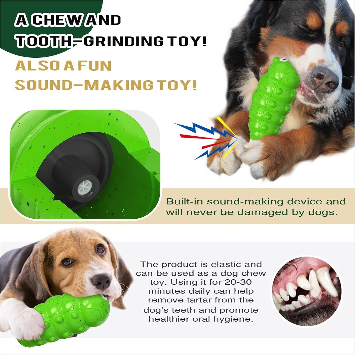 Juguete masticable para perros, TPR, resistente a mordeduras, con forma de insecto, interactivo, para entrenamiento en interiores y exteriores, color verde, para perros grandes de todos los tamaños y razas