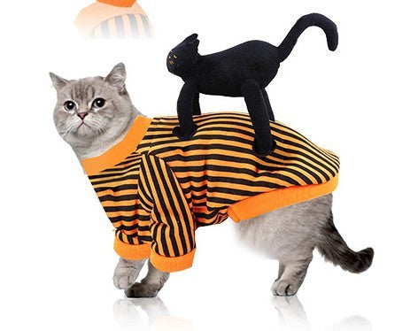 Disfraz de Halloween para mascota, divertido disfraz de calavera negra de terror, accesorios para gatos