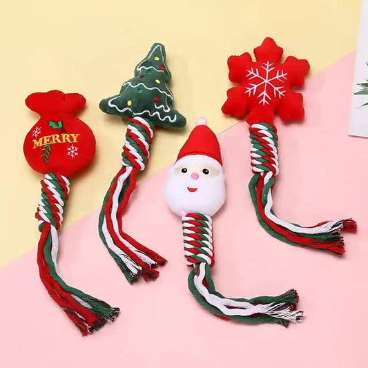 Pet Supplies Christmas Series Tooth Cleaning Bite Resistant Cute Cartoons Dog Training Bite Toy