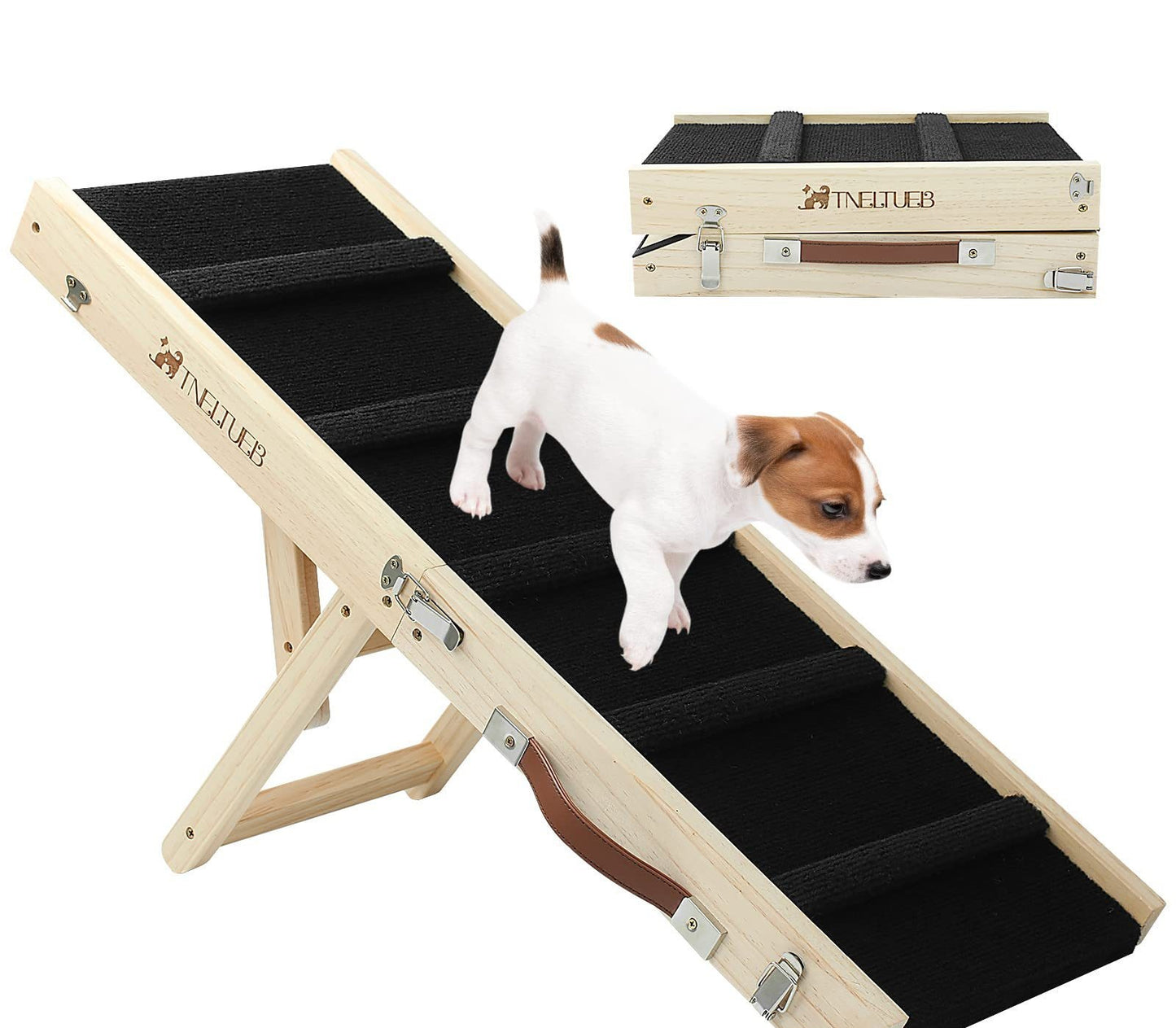 Wooden Adjustable Pet Dog Ladder Foldable Portable Non-slip Ramp