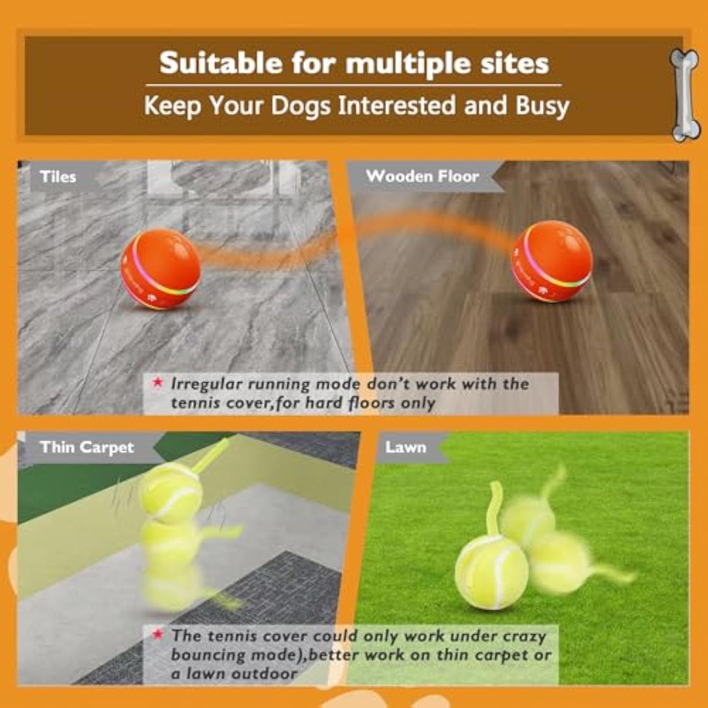 Juguetes interactivos para perros, pelota para perros, pelota rodante automática activada por movimiento duradero, juguetes para perros pequeños, medianos y grandes, recargable por USB