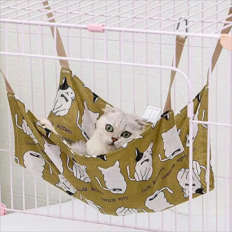 Hamaca de lino y algodón transpirable para gatos, resistente al desgaste, multicolor, jaula colgante, suave, con gancho para colgar, hamaca para gatos, cama de verano