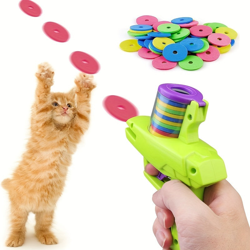 Lanceur de jouets interactifs pour chat avec disque en mousse, sans batterie, en plastique durable, pour une utilisation sans fin 