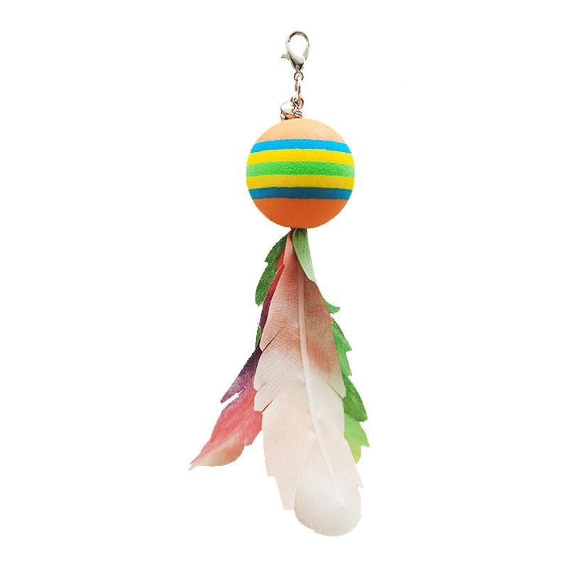 Juguete para gatos, campana de plumas, bola de arco iris