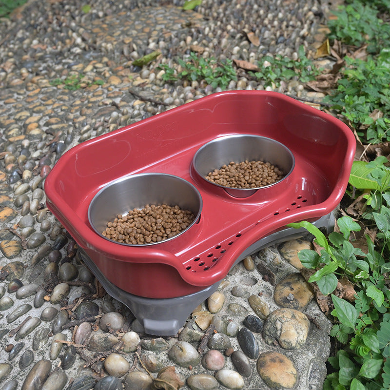 Gamelle pour chien et chat, double vasque, résistante aux éclaboussures, pour chien et chat, bol de riz, bol de nourriture, bol en acier inoxydable