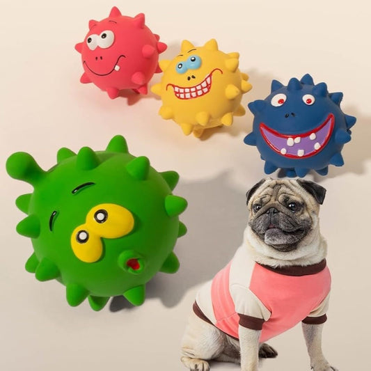 Squeaky Dog Toys Dog Toys Set Dog Balls For Large Medium Small Dogs Natural Latex Rubber Dog Balls Play Dog Balls Aggressive Chewers Friendly Pet Toys With Cute Faces