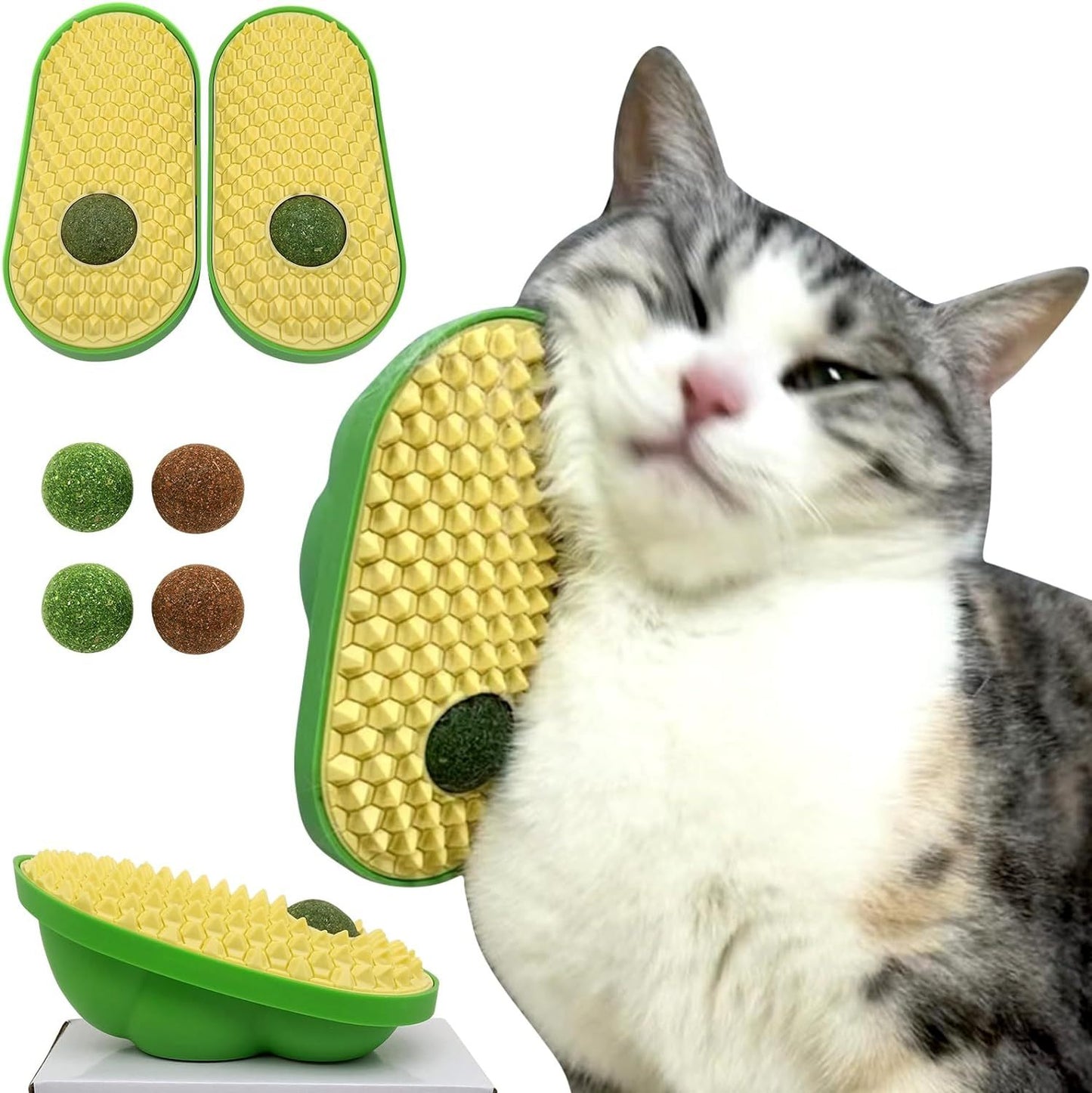 Catnip Toys Balls That Stick On Wall Pet Massage Brush Cat Toy Ball  Catnip Wall Balls For Cats Lick Cat Face Scratchers  Cat Self Groomer For Indoor Cats Cat Corner Brush Wall