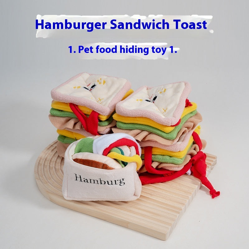 Jouet sandwich hamburger en papier sonore pour animaux de compagnie