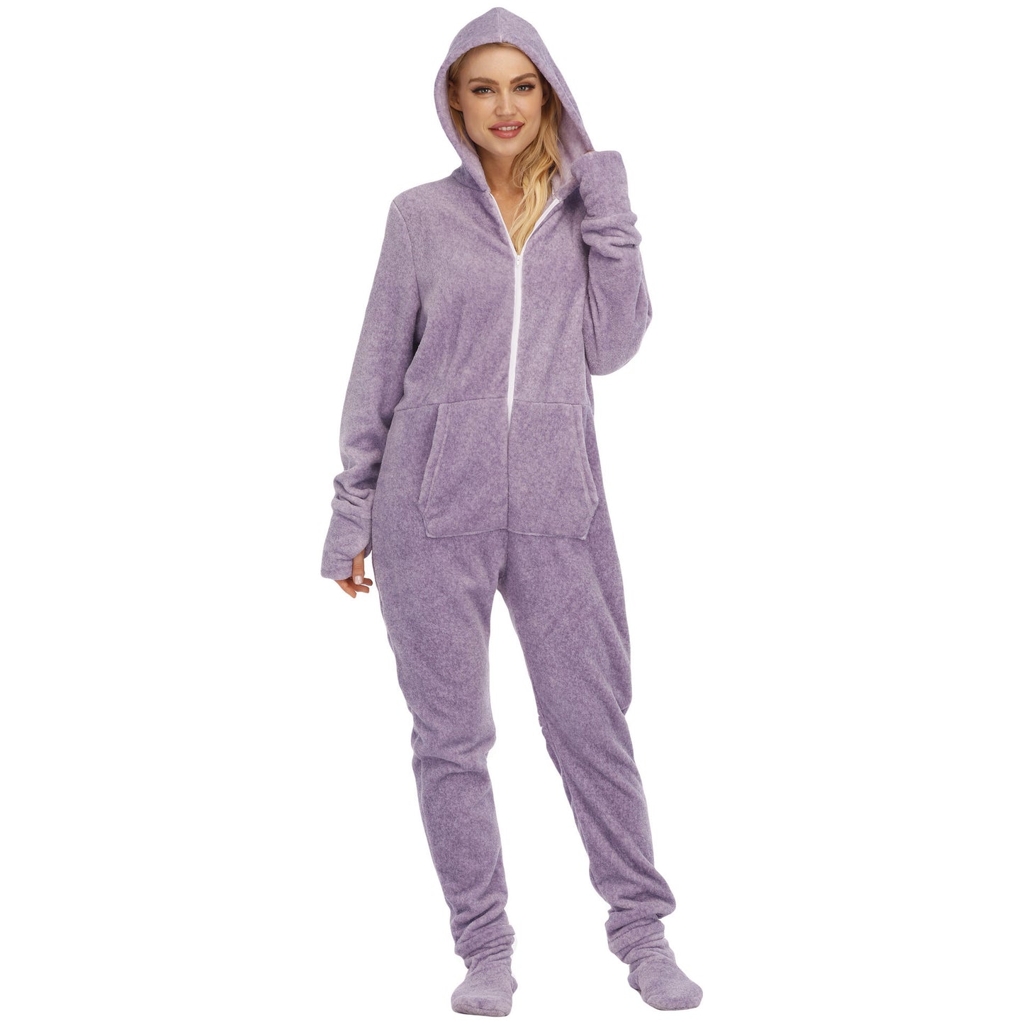 Animal Print One-piece With Foot Cover Pajamas And Home Wear