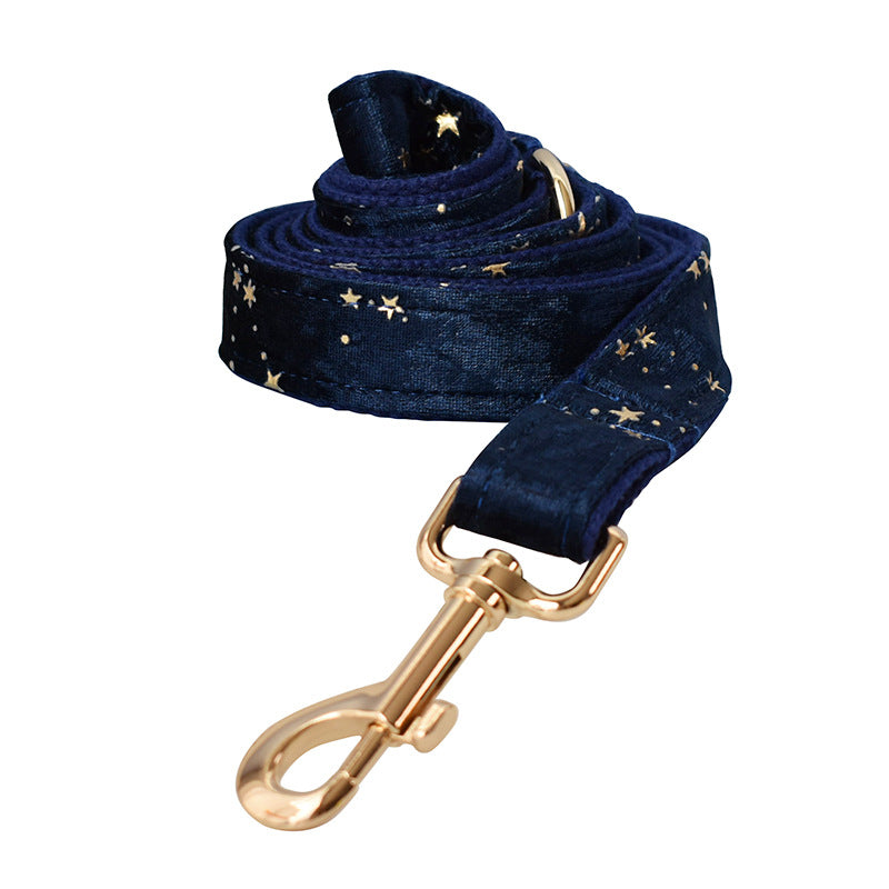 Blue Star Flannel Gold Buckle Dog Ring