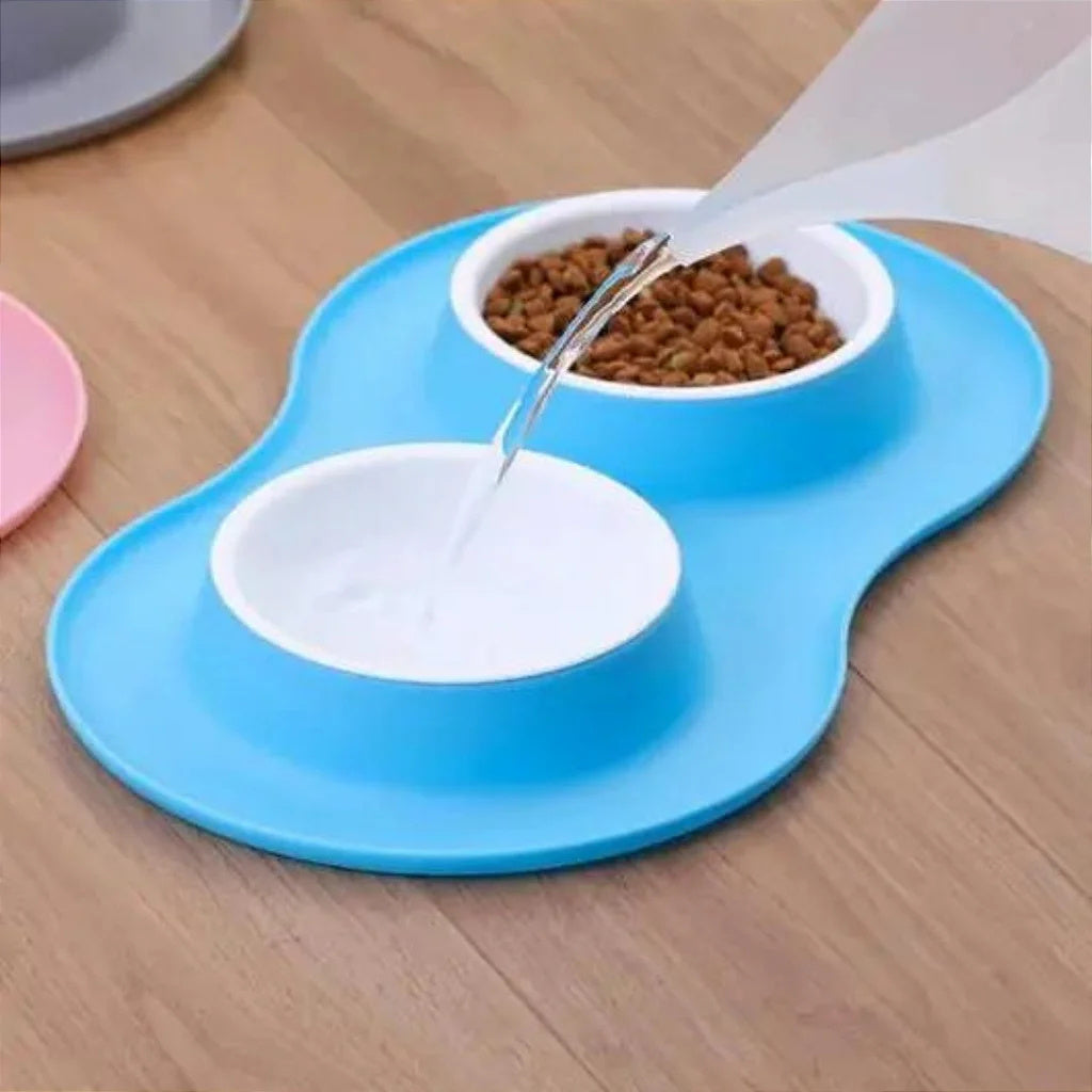 Gamelle double en silicone pour nourriture et eau pour chien et chat