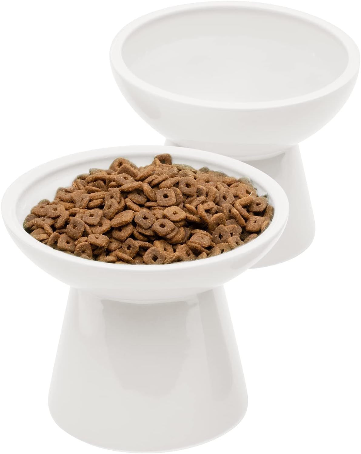 Cuenco de comida para gatos elevado extra ancho Cuencos de cerámica para comida y agua para gatos Plato de comida para gatos ancho y poco profundo Antifatiga para bigotes Sin plomo y cadmio Gran altura para gatos