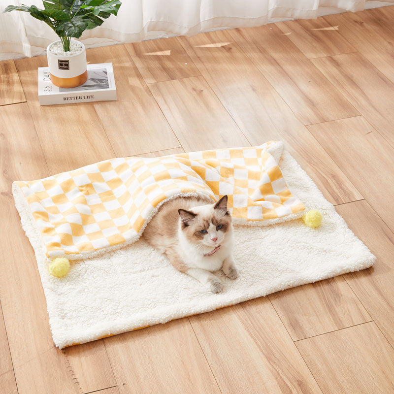 Lit confortable pour chats et chiens, couverture en peluche pour animaux de compagnie, tapis de lit pour chien confortable, coussin en polaire doux, fournitures chaudes et confortables pour animaux de compagnie pour chats et chiens