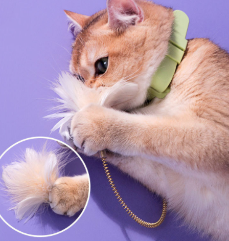 Collier en plumes pour chat, bâton amusant avec cloche attachée au cou, jouet pour chaton résistant aux morsures, auto-guérison