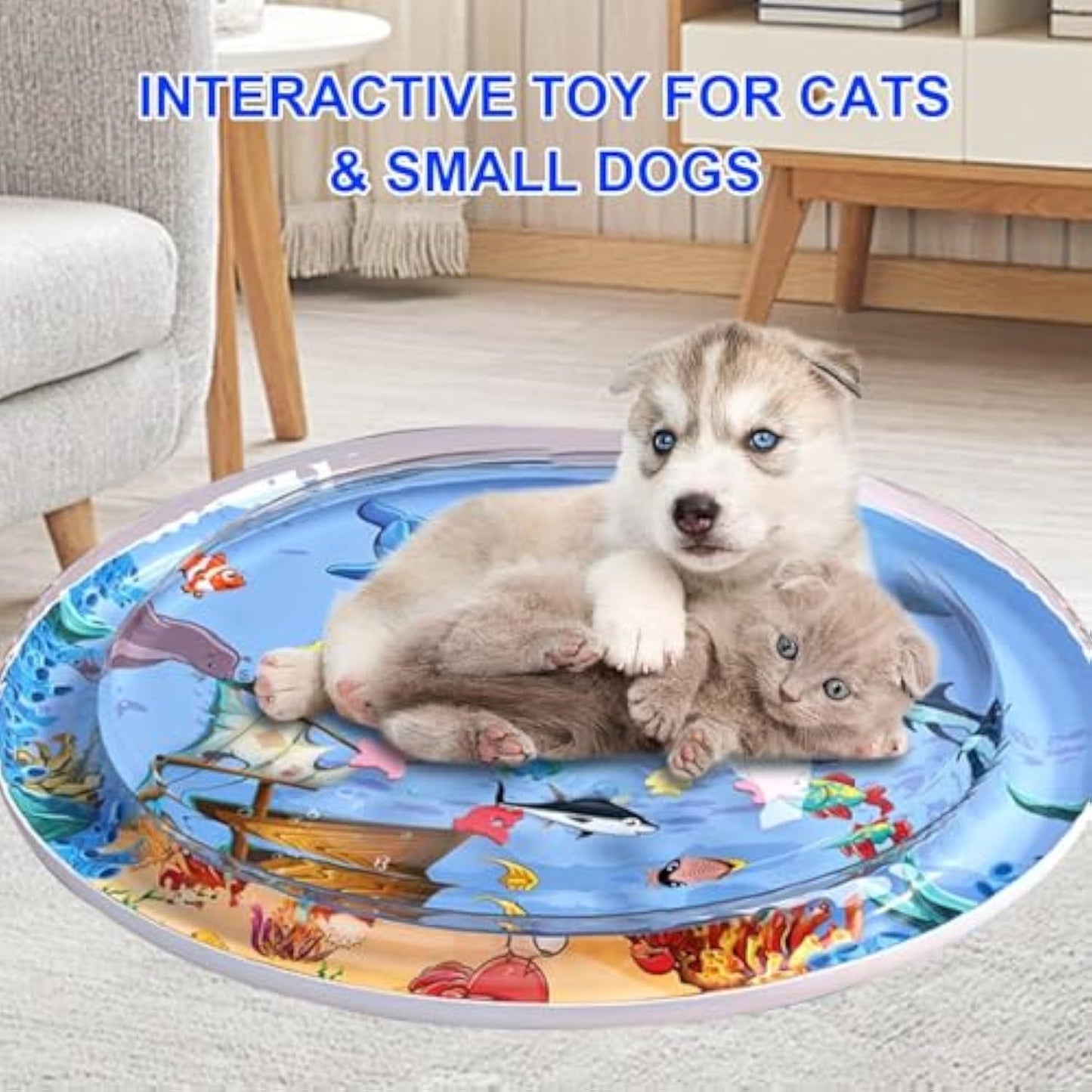 Cat Water Mat 2024 Upgraded 0.5mm Thickened Cat Sensory Water Palymat, Anti-Scratch Design Pet Water Mat For Bored Indoor Cats, Cat Interactive Toys With Inflator