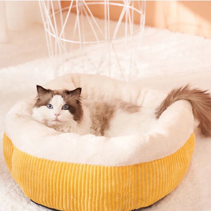 Durable Washable Cat Sofa Bed Cozy Circular Kennel Calming Pet Basket Kitten Puppy Crate Nest For Sleeping