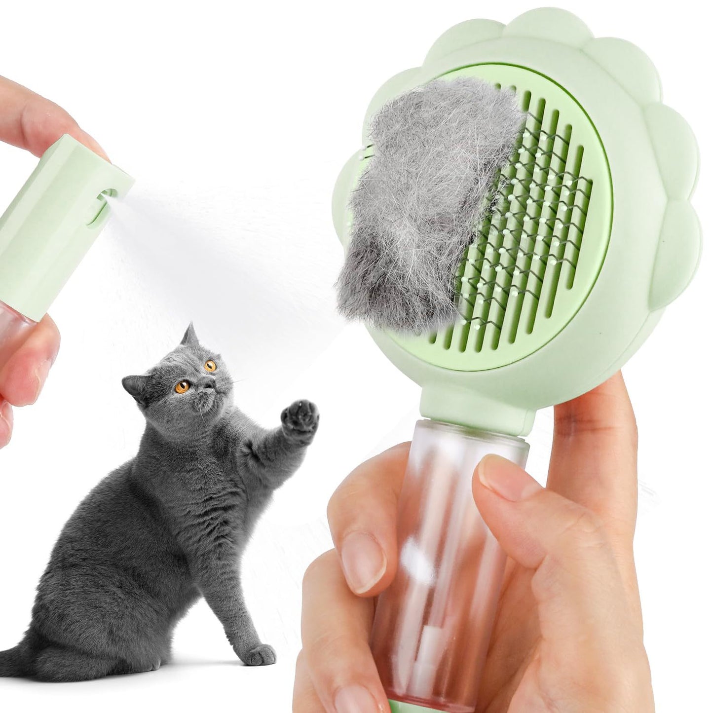 Cepillos en aerosol para gatos de interior con botón de liberación Cepillo para gatos para muda de pelo Masaje Aseo Cepillo autolimpiante para perros Gatos Cepillo para mascotas Peine para gatos de pelo largo y corto Elimina el pelo suelto