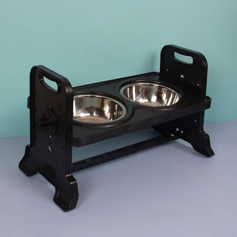 Table à manger pour animaux de compagnie en céramique et acier inoxydable, Double bol réglable en hauteur