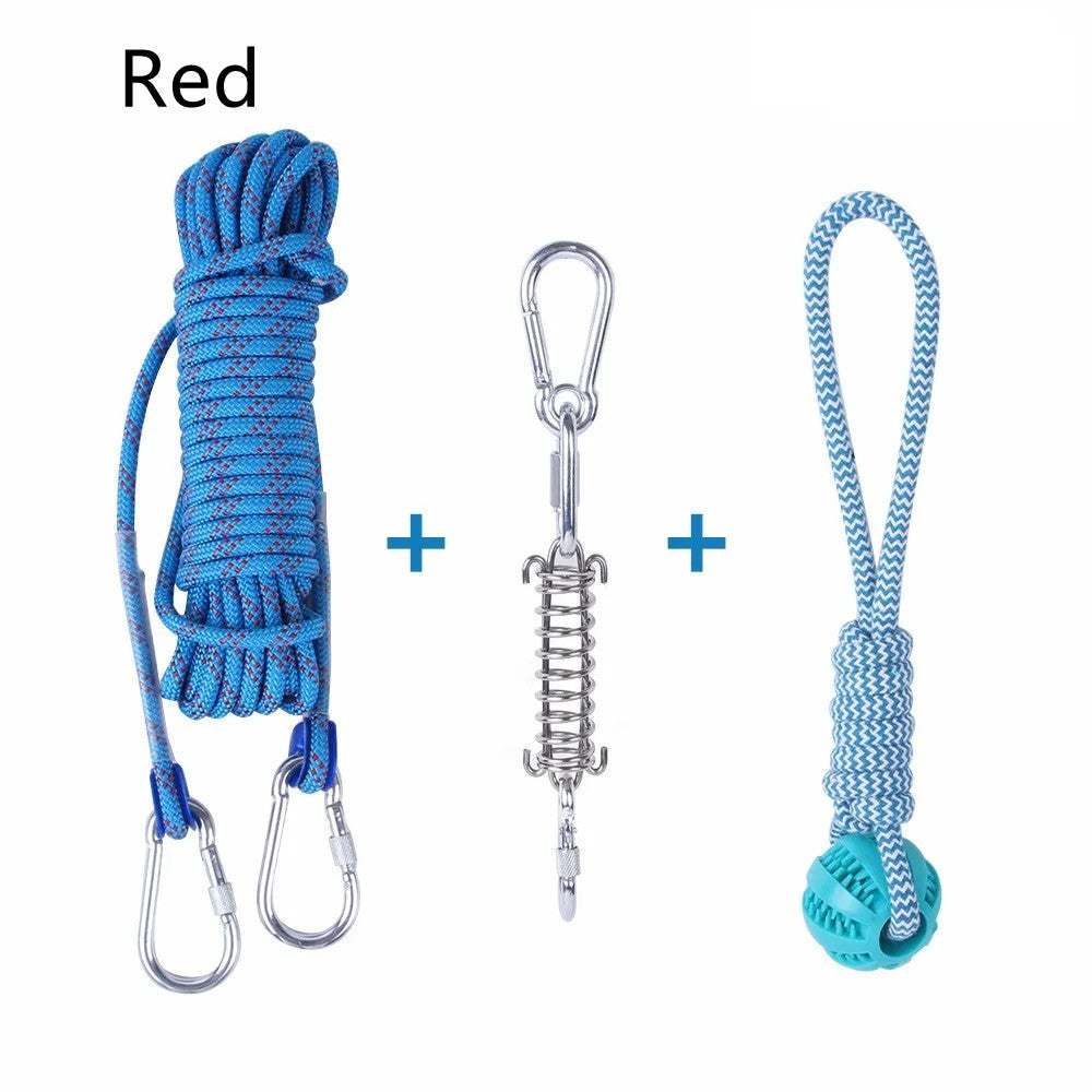 Outdoor Funny Dog Toy Stainless Steel Spring Suspension Cotton String Households Outdoor Toy Training