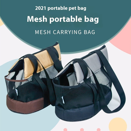 Bolso de hombro portátil para exteriores, bolso para mascotas, bolso plegable de malla para perros, bolso para gatos